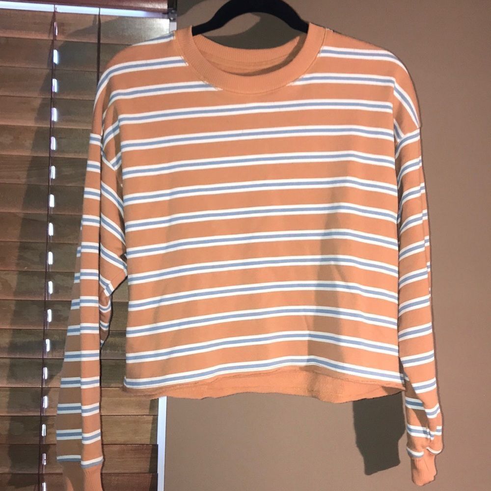 American Eagle Striped Cropped Crew